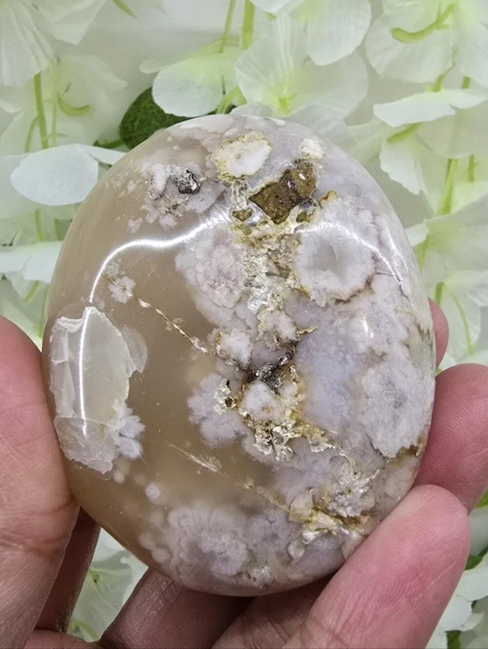 Large Flower Agate Palm Stone Stunning Plumes UV Reactive